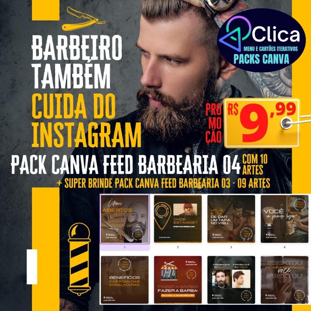 Clica Menu e Packs Canva