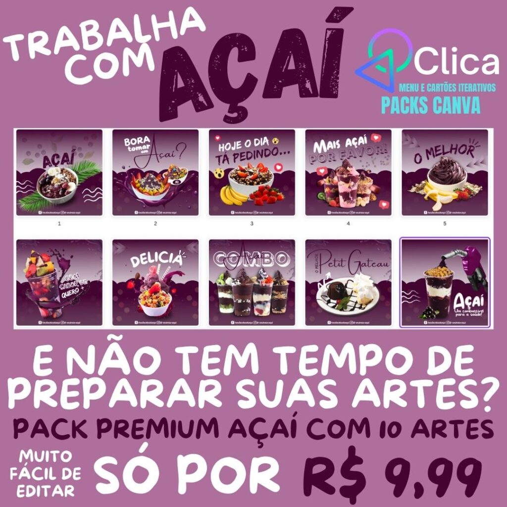 Clica Menu e Packs Canva