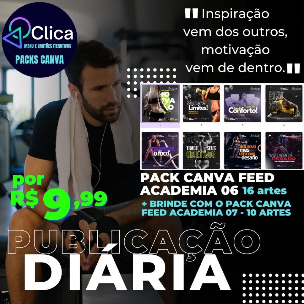 Clica Menu e Packs Canva