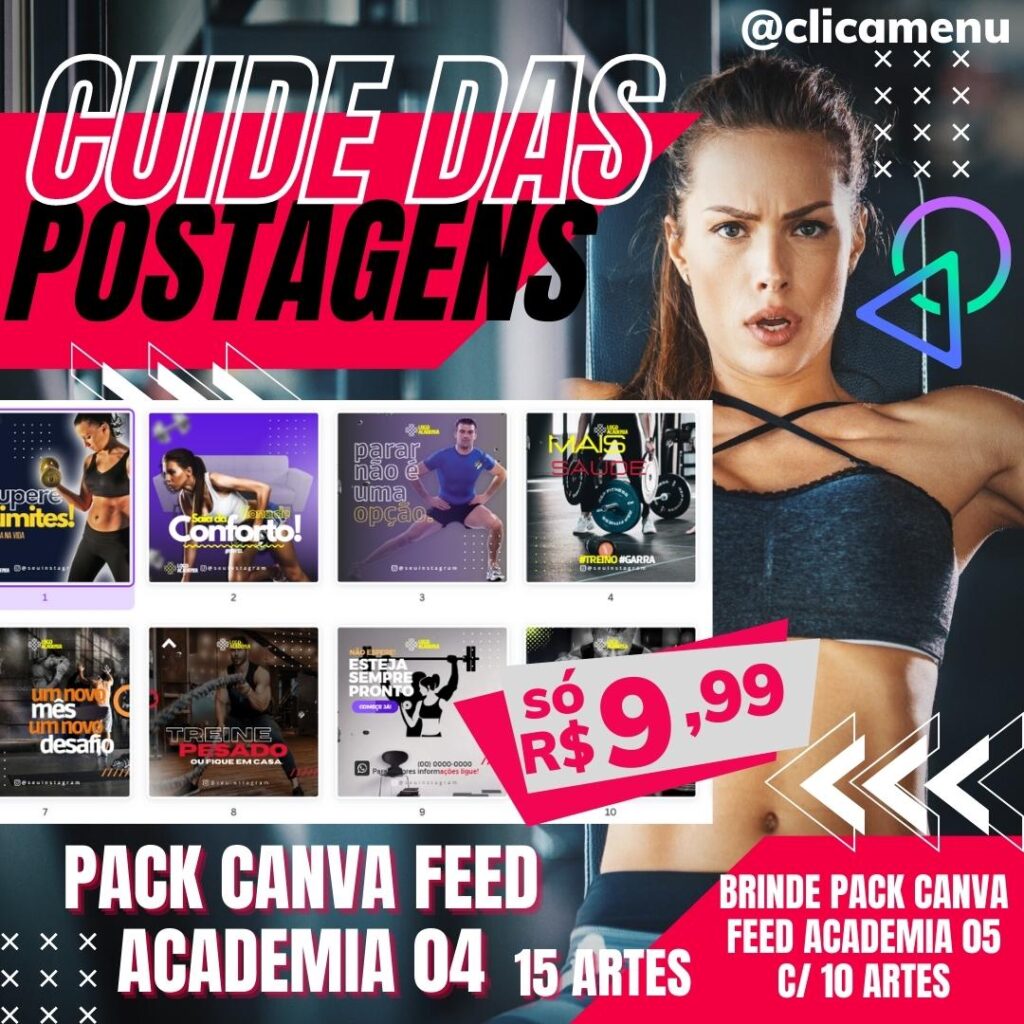 Clica Menu e Packs Canva